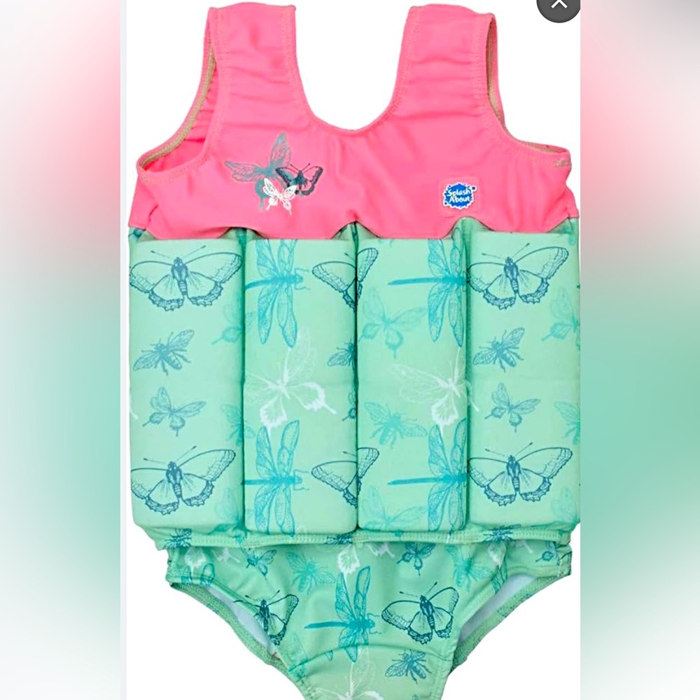 Splash Kids Swim One Piece Pink and Mint Butterfly Float Suit